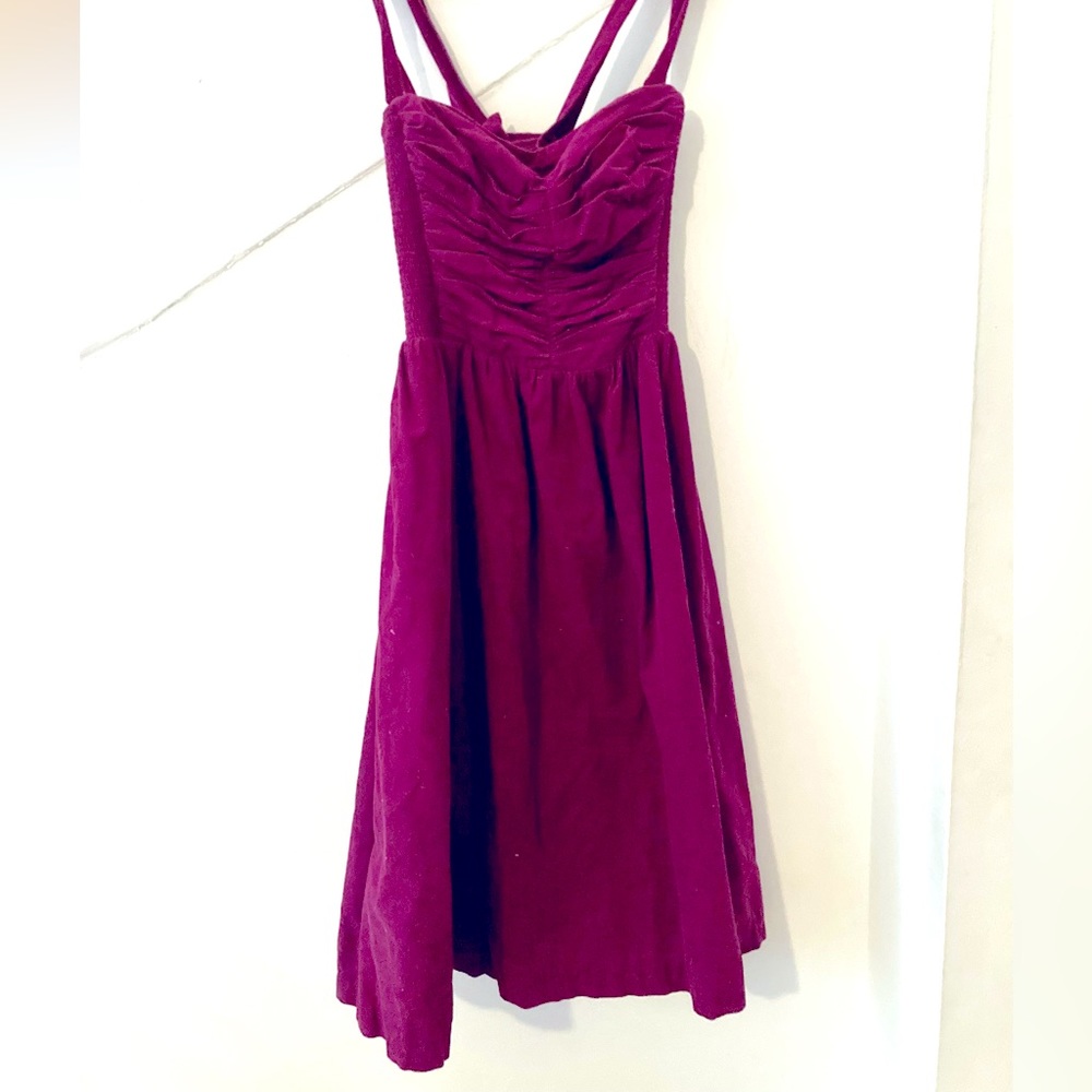 HD in Paris Magenta Corset Top Midi Dress in Baby Courduroy